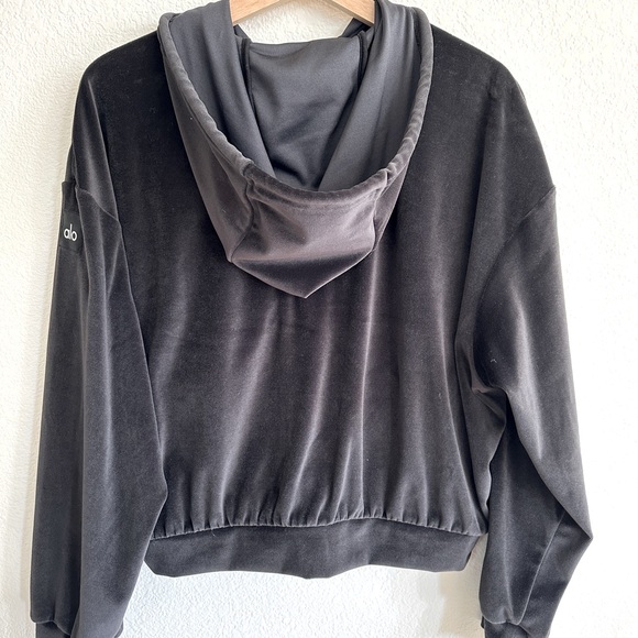 ALO Yoga Velour Glimmer Full Zip Hoodie - Women’s | Black Size S - Picture 4 of 9
